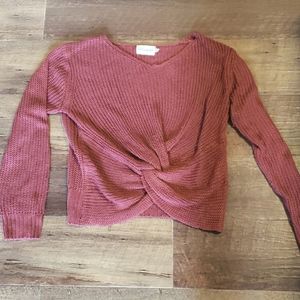 Knot Front Coral Sweater